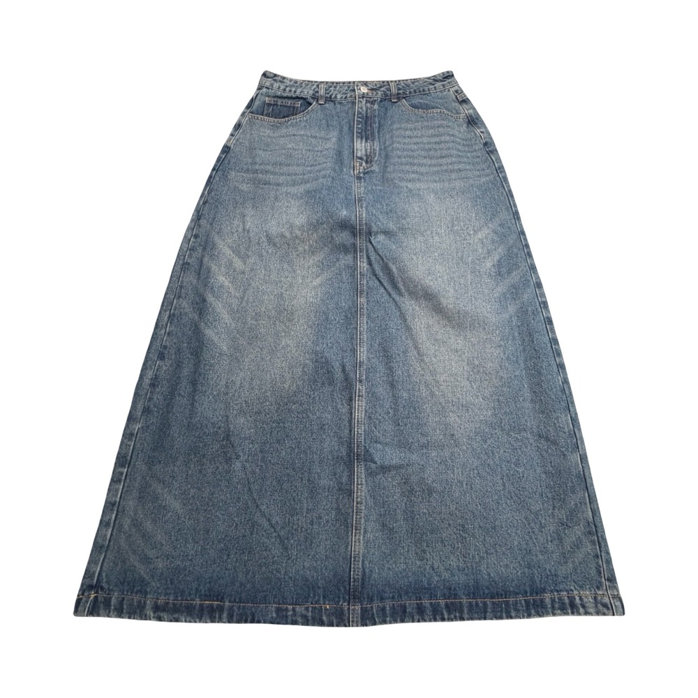 Cider Denim Skirt Womens 0XL Blue Long Maxi A-Line Medium Wash‎ Cotton Blend